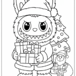 coloriage Labubu Noel pour enfant de 10 ans
