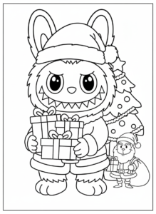 coloriage Labubu Noel pour enfant de 10 ans