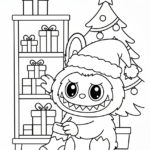 coloriage Labubu Noel pour enfant de 3 ans