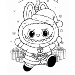 coloriage Labubu Noel pour enfant de 6 ans