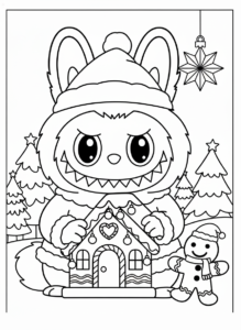 coloriage Labubu Noel gratuit pour enfants