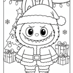 coloriage Labubu Noel à imprimer pour enfant de 9 ans