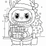 coloriage Labubu Noel et apprentissage
