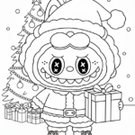 coloriage Labubu Noel à imprimer pdf