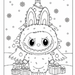 télécharger coloriage Labubu Noel gratuit