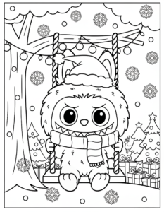 coloriage Labubu Noel gratuit a imprimer
