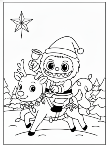 coloriage Labubu Noel pour enfant