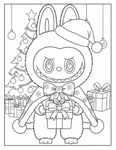 coloriage Labubu Noel gratuit à imprimer