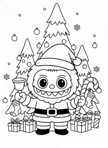 coloriage Labubu Noel gratuit à imprimer