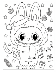 coloriage Labubu Noel et dessin a imprimer
