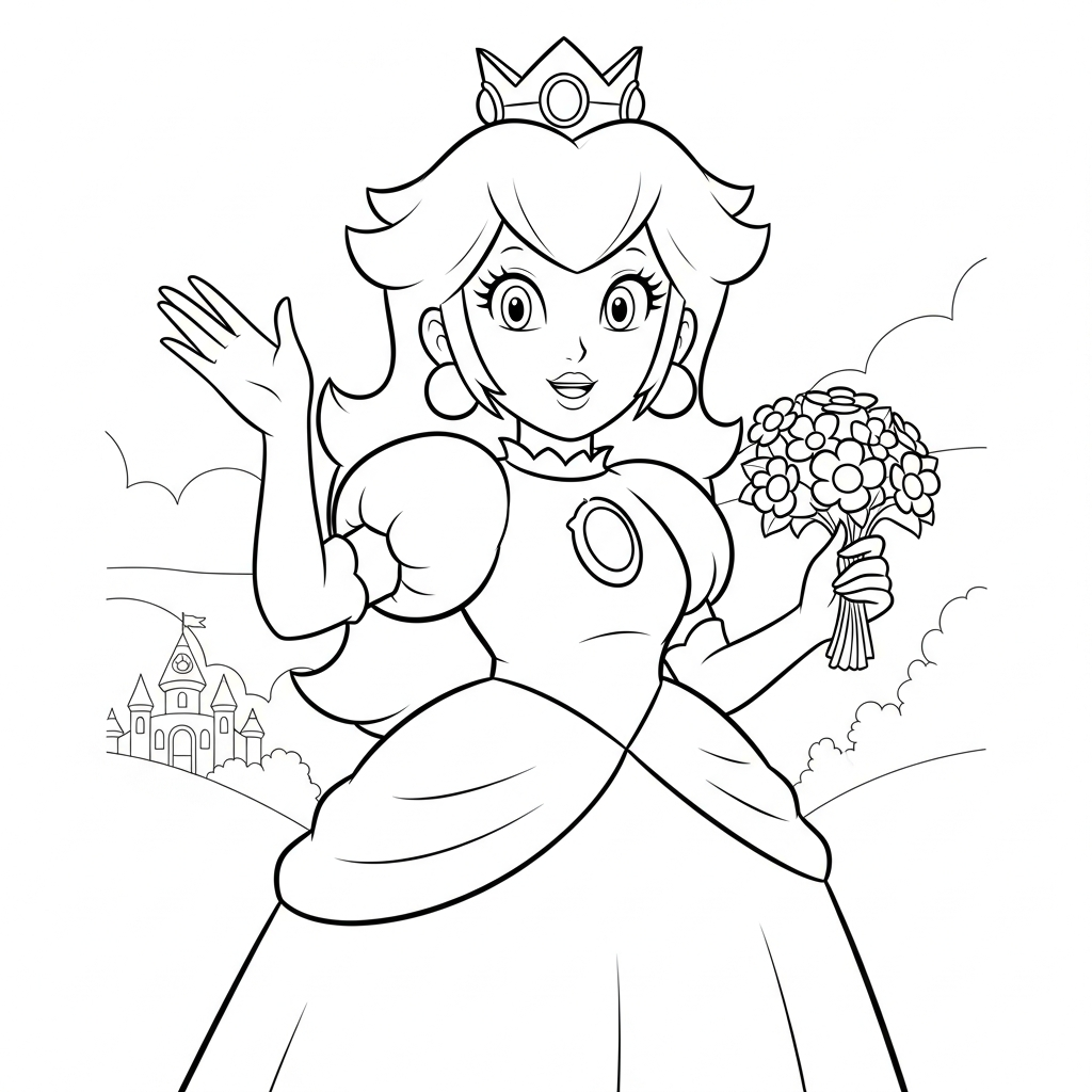 Tranh tô màu Princesse Peach