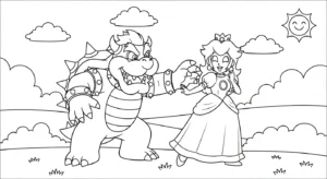 coloriage Princesse Peach updated pour enfant de 5 ans