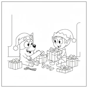 coloriage Bluey Noel pour enfant gratuit