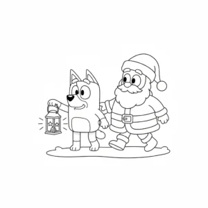 coloriage Bluey Noel pour enfant a imprimer gratuit