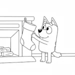 coloriage Bluey Noel à imprimer kawaii