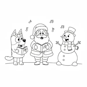 coloriage Bluey Noel à imprimer kawaii