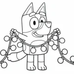 coloriage Bluey Noel à imprimer gratuitement pdf
