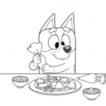 coloriage Bluey Noel à imprimer pour enfant de 12 ans