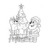 coloriage Bluey Noel à imprimer gratuitement pdf