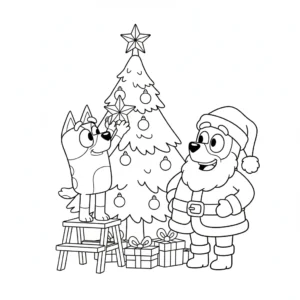 coloriage Bluey Noel à imprimer gratuitement pdf