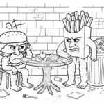 coloriage Burguro & Fryuro et decoupage
