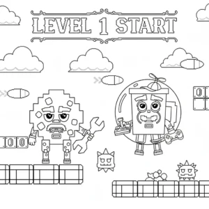 imprimer coloriage Cooki & Milki Brainrot pour enfant