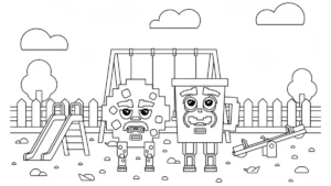 coloriage Cooki & Milki Brainrot pour enfant de 4 ans