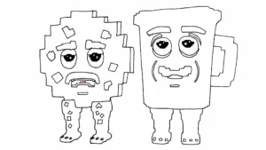 coloriage Cooki & Milki Brainrot a imprimer pour enfant de 4 ans