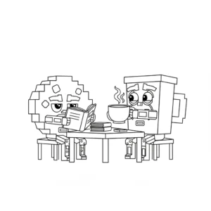 image pour coloriage Cooki & Milki Brainrot enfant