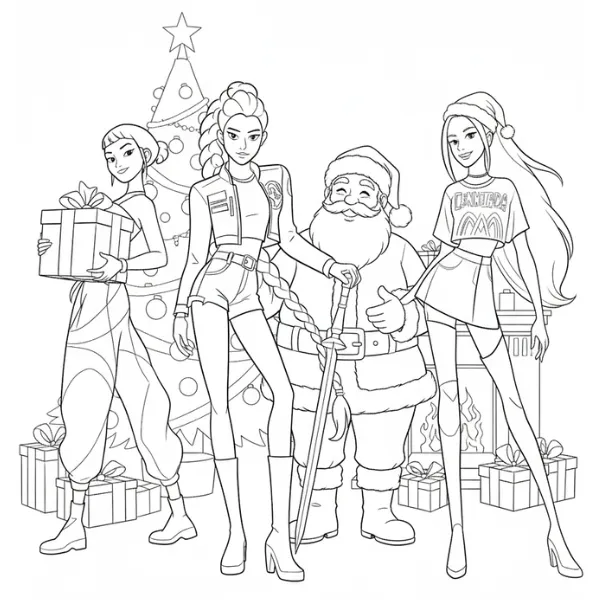 Tranh tô màu Huntrix Noël