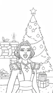 coloriage Huntrix Noel pour enfants à télécharger