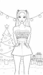 coloriage Huntrix Noel à imprimer a4