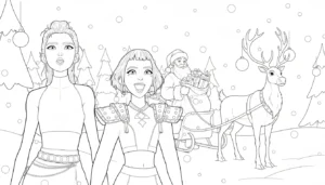 coloriage Huntrix Noel pour enfants a imprimer
