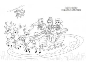 coloriage Huntrix Noel gratuit à imprimer
