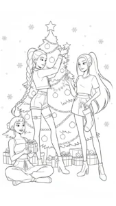 coloriage Huntrix Noel à imprimer