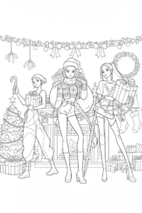 coloriage Huntrix Noel pour enfant gratuit