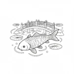 coloriage Koï à imprimer pour enfant de 7 ans