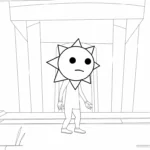 coloriage Mr Sun Sprunki à imprimer pour enfant de 4 ans