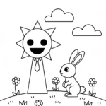 coloriage Mr Sun Sprunki pour enfant a imprimer gratuit