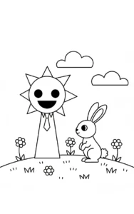 coloriage Mr Sun Sprunki pour enfant a imprimer gratuit