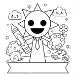 coloriage Mr Sun Sprunki à imprimer pdf