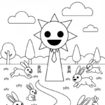 a imprimer coloriage Mr Sun Sprunki gratuit