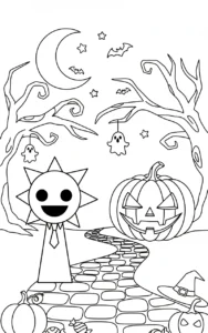 coloriage Mr Sun Sprunki pour enfant a imprimer gratuit
