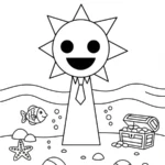 coloriage Mr Sun Sprunki à imprimer gratuitement pdf