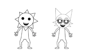 coloriage Mr Sun Sprunki pour enfants à télécharger