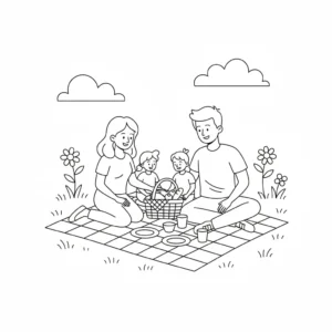 coloriage Pique Nique pour enfant a imprimer gratuit