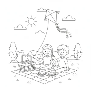 coloriage Pique Nique pour enfant a imprimer gratuit