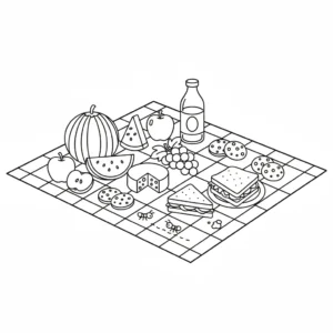coloriage Pique Nique à imprimer kawaii