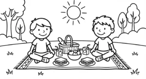 coloriage Pique Nique pour enfants a imprimer