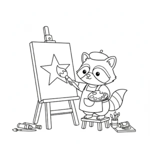 coloriage Raton Laveur pour enfant de 5 ans